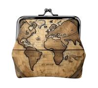 Antica mappa del mondo stampa squisito bacio blocco portafoglio compatto versatile donna portamonete piccolo sacchetto con cerniera
