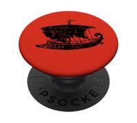 Antica nave a vela greca, nera PopSockets PopGrip Adesivo