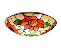 Antica Plafoniera Lampada da soffitto Camera da letto Tiffany retro rotonda Lampadario Vetro dipinto Girasole design rustico illuminazioni per Salotto Ufficio Cucina Corridoio Applique a muro E27 40cm