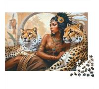 Antica regina e leopardos Puzzle 1000 Pezzi In cartone Spesso, Un Tangram Per Enigma Per Lo Stress Relief, Ideale Per Quadro Fai Da Te, Regalo Di Compleanno Perfetto 70x50cm/1000pcs
