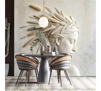 Antica Scultura Di Una Dea Greca E Romana Con Corona D'Alloro. Rilievo 3D, Carta Da Parati Moderna Minimalista Di Lusso Con Motivi Floreali, Decorazione Murale Con Figure Femminili In Rilievo 3D, 60