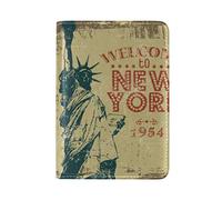 Antica Statua Di New York Copertura del Titolare di un Porta Passaporto Custodia in Vera per Viaggio Pelle Uomo Donna
