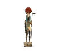 Antica statua egizia di Thoth dio della luna, magia e maestro della conoscenza. Grande pietra nera unica dipinta a mano realizzata in Egitto. Era raffigurato come un ibis uccello o un babbuino