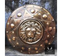 Antica Troia Leone di Troia Viso Scudo Rotondo Scudo Medievale Cavaliere di...
