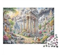 Antiche rovine scena Puzzle Da 1000 Pezzi Per Hobbisti Di Fine Settimana, Cartone Resistente,Tempio Ruine Arteregalo Del Festival Di Primavera, Gioco Cerebrale 52x38cm/1000pcs