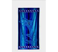 Antiche Tradizioni Lovely Home Telo Mare Jacquard in Cotone, Motivo Delfino, Strisce Blu e Turchese, 100% Cotone