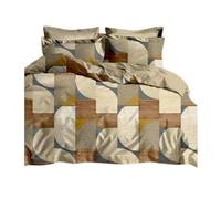 Antiche Tradizioni Trapunta Geometrico, Piazza Mezza Motivo Moderno in Beige e Marrone, Design a Blocchi