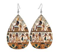 Antichi Affreschi Con Geroglifici Egizi Donna Orecchini Ecopelle Orecchino Goccia Pendenti