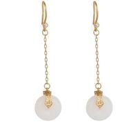 antichi chiodi per orecchie cinesi, accessori eleg Orecchini in giada bianca in stile cinese retrò antico in stile palazzo, gioielli di moda for donna