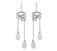 antichi chiodi per orecchie cinesi, accessori eleg Orecchini pendenti cinesi vintage in argento sterling 925 con gancio cavo for donna, ipoallergenici, in stile retrò antico, regalo di gioielli