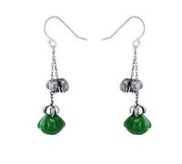 antichi chiodi per orecchie cinesi, accessori eleg Orecchini pendenti in argento sterling, fatti a mano, con fiore di loto intagliato e giada verde, stile retrò, gioielli in stile cinese