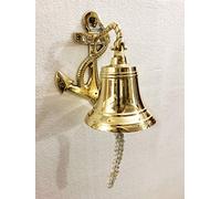 Antico 6 "In Ottone Massiccio Ancoraggio Nave Campana Anello Casa Cucina Esterna Interna Porta Campana Parete