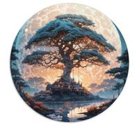 Antico Albero Puzzle 1000 Pezzi Rotondo Carta per Adulti Scena Notturna Fantasia