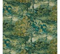 Antico Baldacchino Alberi Verde Cotone Pesante Tessuto Tenda Fodera Cuscino Uso