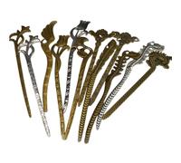 Antico bronzo bacchetta 12 Per Le Donne Vintage Forcina Antislip Chopstick Forcina Per Han Costume Decorazione Dei Capelli