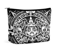 Antico calendario azteco pietra del sole maya borsa cosmetica portatile multifunzione borsa portaoggetti in PU borsa per il trucco, organizer per cancelleria con cerniera per ufficio di riunione
