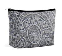 Antico calendario azteco pietra del sole maya borsa cosmetica portatile multifunzione borsa portaoggetti in PU borsa per il trucco, organizer per cancelleria con cerniera per ufficio di riunione