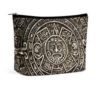Antico calendario azteco pietra del sole maya borsa cosmetica portatile multifunzione borsa portaoggetti in PU borsa per il trucco, organizer per cancelleria con cerniera per ufficio di riunione, stil
