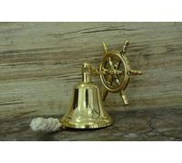 Antico campanello da nave in ottone 4" campanello da appendere nautico con st...