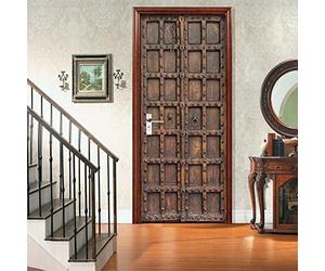 Antico Cancello di Ferro Effetto 3D Adesivi per Porte Autoadesivo 80x210 cm Adesivi per Porte Impermeabili Facili da Applicare e Rimuovere Retro Decorazione Della Casa Creative Arte Applique
