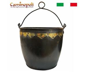 Antico e Vecchio Secchio in Ferro Battuto per la Cenere il Carbone del Pozzo