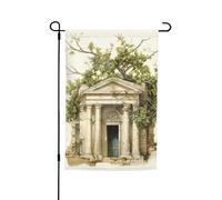 Antico edificio con ramo di ulivo romano e stampa greca 30,5 x 45,7 cm bandiera floreale da giardino per tutte le stagioni decorazione esterna spessa per prati bandiera