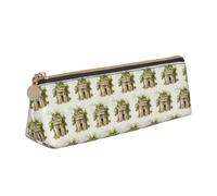 Antico edificio con ramo di ulivo romano e stampa greca triangolare in pelle astuccio con cerniera portapenne per ragazzi ragazze alunni per lavoro e scuola, bianco, Taglia unica, Astuccio per trucchi