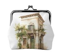 Antico edificio con ramo di ulivo romano e stampa greca vintage in pelle borsa cambio elegante piccolo portamonete per le donne portamonete portafoglio mini