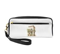 Antico edificio con ramo d'ulivo romano e stampa greca elegante borsa per il trucco da donna borsa da viaggio per articoli da toeletta per scuola ufficio case