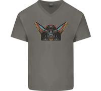 Antico Egitto Alato Gatti Eye Of Horus Uomo Scollo A V Cotone T-Shirt