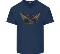 Antico Egitto Alato Gatti Eye Of Horus Uomo Scollo A V Cotone T-Shirt