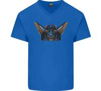 Antico Egitto Alato Gatti Eye Of Horus Uomo Scollo A V Cotone T-Shirt