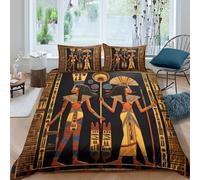 Antico Egitto Art Biancheria Da Lettoset Da 3 Pezzi, Stampa A Egyptian Geroglifico Style Copripiumino 3D, in Microfibra Con Cerniera E Federa Per Ragazzo, Ragazza Super King（260x220cm）