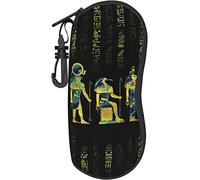 Antico Egitto Divinità Piramide Faraone Custodia per occhiali Custodia morbida per occhiali portatile con clip da cintura Borsa da viaggio con cerniera per occhiali da sole