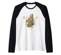 Antico Egitto Geroglifico Dio Egiziano Anubis Maglia con Maniche Raglan