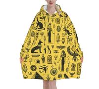 Antico Egitto Modello Indossabile Coperta di Flanella Oversize Felpa Con Cappuccio Per Adulti, Manica Lunga Con Cappuccio Coperta Felpa