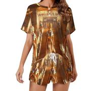 Antico Egitto Piramidi Storia Delle Donne Pigiama Set Camicia A Maniche Corte E Pantaloncini 2 Pezzi Loungewear Sleepwear, Stile:, L