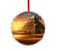 Antico Egitto Segreti Piramide Sfinge Decorazione di Natale Cristallo Ornamento Appeso Ornamento Rotondo Pendenti per Albero di Natale Regali di Festa