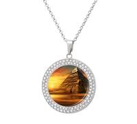 Antico Egitto Segreti Piramide Sfinge Diamante Collana per Le Donne Carino Pendenti In Lega Collana Gioielli Regalo, Misura unica, Metallo, Nessuna pietra preziosa