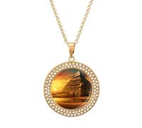 Antico Egitto Segreti Piramide Sfinge Diamante Collana per Le Donne Carino Pendenti In Lega Collana Gioielli Regalo, Misura unica, Metallo, Nessuna pietra preziosa