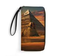 Antico Egitto Segreti Piramide Sfinge Portafogli da Polso per Uomo Donna Portafoglio Lungo In Pelle Portafoglio Carte di Credito Frizione con Cavo, Stile:, 19.7x10.5cm
