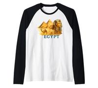 Antico Egitto Simboli Piramide Faraone Sfinge Viaggio Maglia con Maniche Raglan