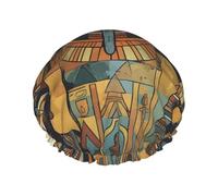 Antico Egitto Tribe Series Cuffia da doccia per le donne riutilizzabile a doppio strato cuffia da bagno tappi per capelli fascia elastica impermeabile da donna spa salone doccia cappelli per capelli