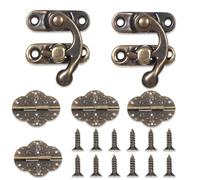 Antico gancio Latch Hasp 2 pezzi antico vintage chiusura rapida gancio destro coniglio e 4 pezzi piccola cerniera pieghevole con 36 viti retro chiusura sinistra per scatola di legno decorazione