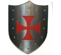 Antico House Craft - Scudo medievale per cavaliere in acciaio, ferro templare, crociato, combattimento, scudo, cosplay, costume SCA LARP Armatura scudo Halloween
