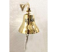 ANTICO In Ottone Massiccio 6 "US Navy Nave Campana Anello di Casa Cucina Esterna Interna Porta Campana Da Parete Decorazione Casa