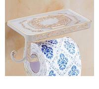 Antico intaglio Toilet Roll Holder Portacarte a parete per telefono 6P oro (bianco)