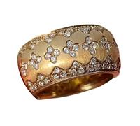 Antico Ispirato Diamanti Clovers Modello Anelli a Fascia Larga Anelli Con Pietre Scintillanti Gioielli Evento Formale Per Le Donne Zircone Impreziosito Colore Oro, Misura unica, come descritto, come
