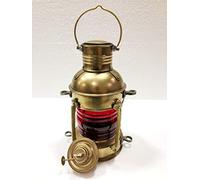antico Lanterna da Barca Vintage 25,4 cm Lampada da scrivania Lanterna Marittima Rossa Collezione Decorativa per la casa