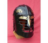 Antico Medievale Barbuta Armatura Casco Acciaio & Ottone Armor Casco